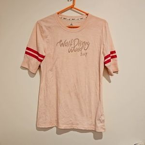 DISNEY PARKS Walt Disney World 2017 Pale pink tee pink silver glitter Medium